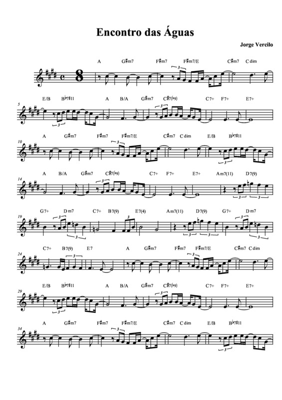 Partitura da música Encontro das Águas v.3