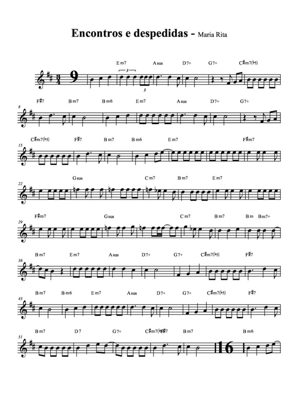 Partitura da música Encontros e Despedidas v.4