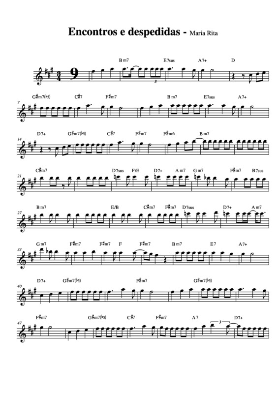 Partitura da música Encontros e Despedidas v.5