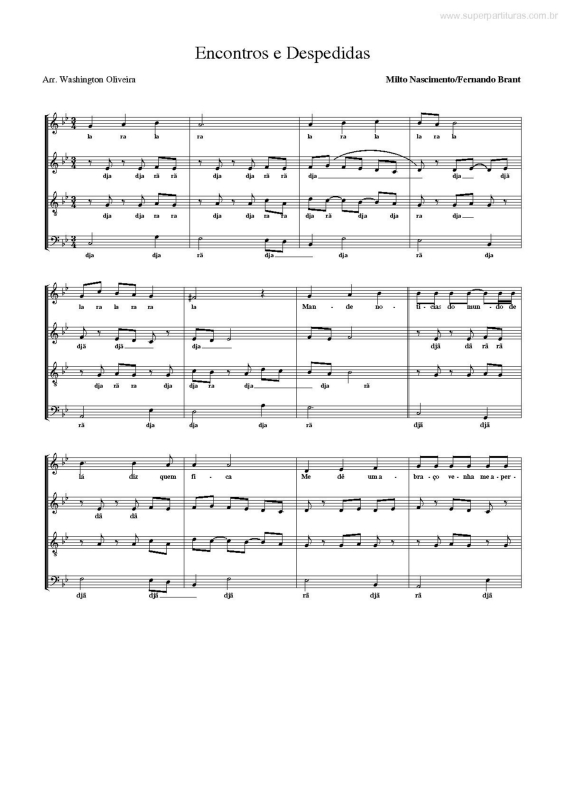 Partitura da música Encontros e Despedidas