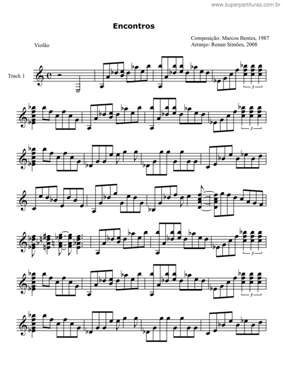 Partitura da música Encontros
