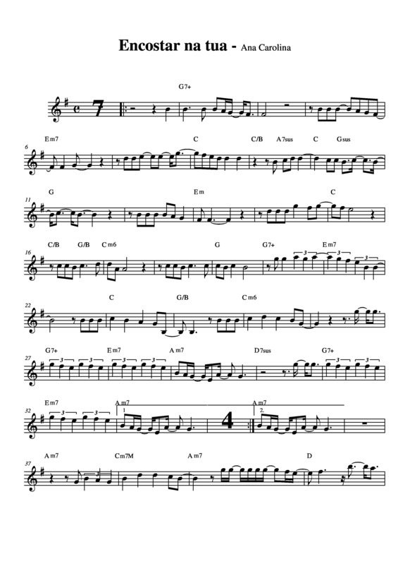 Partitura da música Encostar na Tua v.3