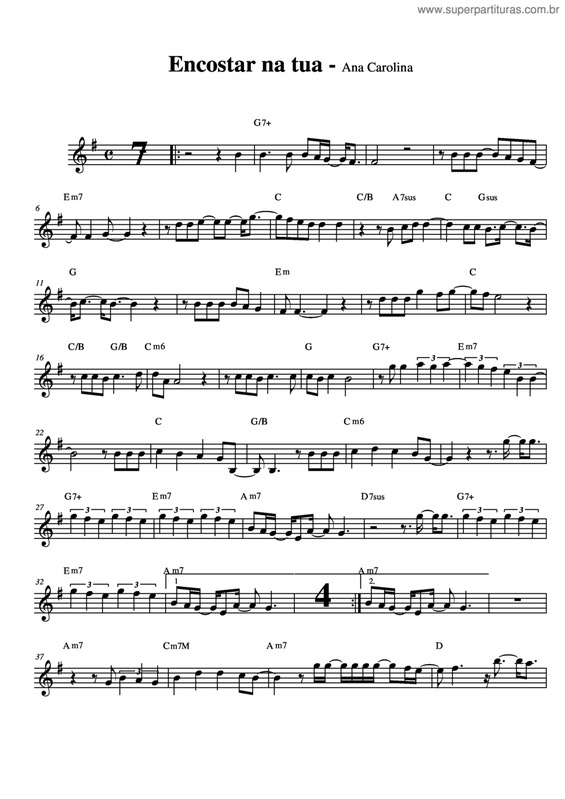 Partitura da música Encostar Na Tua v.4