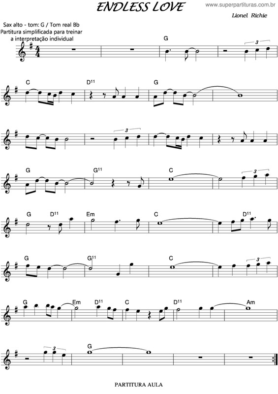 Partitura da música Endless Love v.10