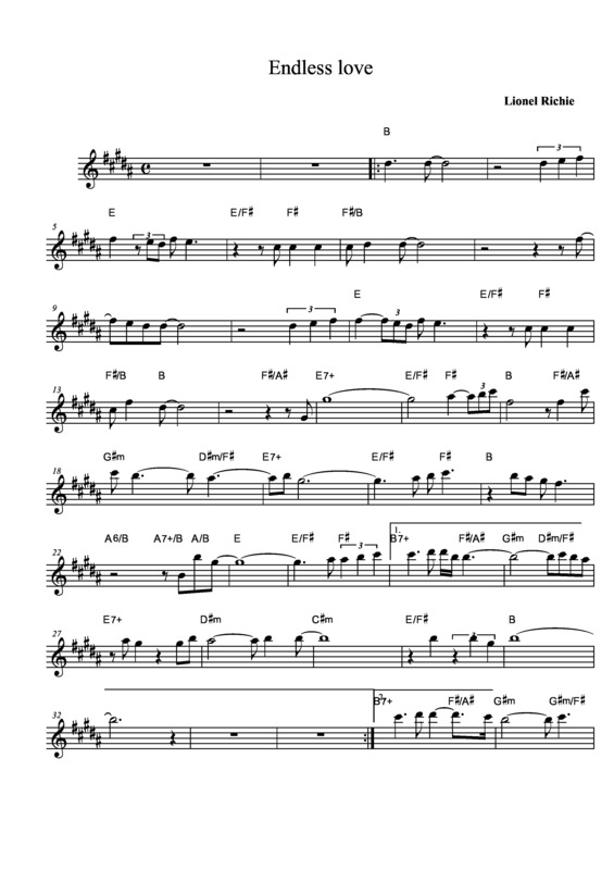 Partitura da música Endless Love v.4