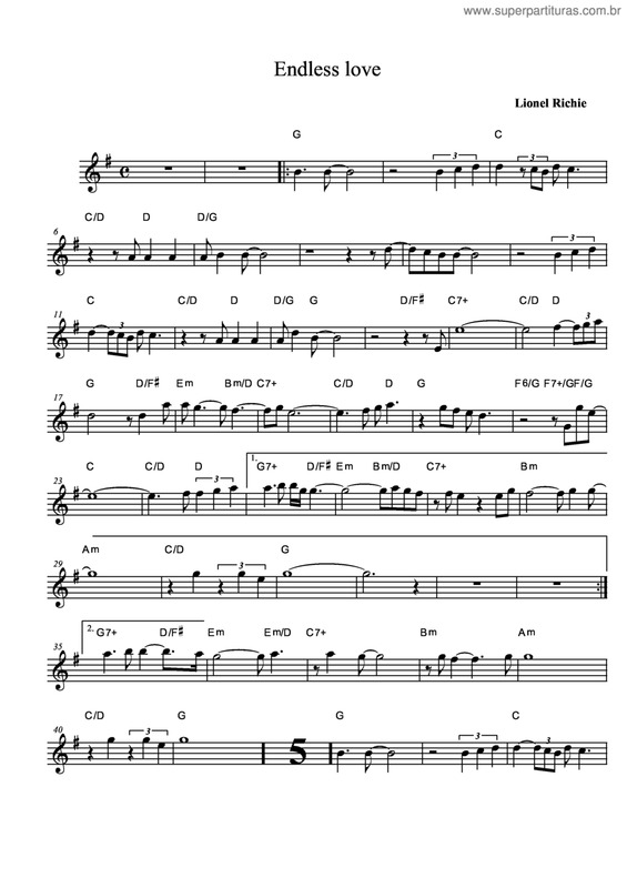 Partitura da música Endless Love v.9