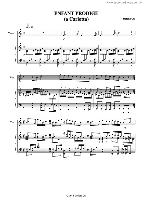 Partitura da música Enfant prodige