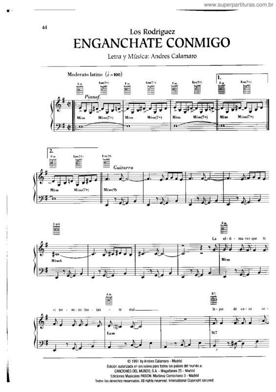 Partitura da música Enganchate Conmigo