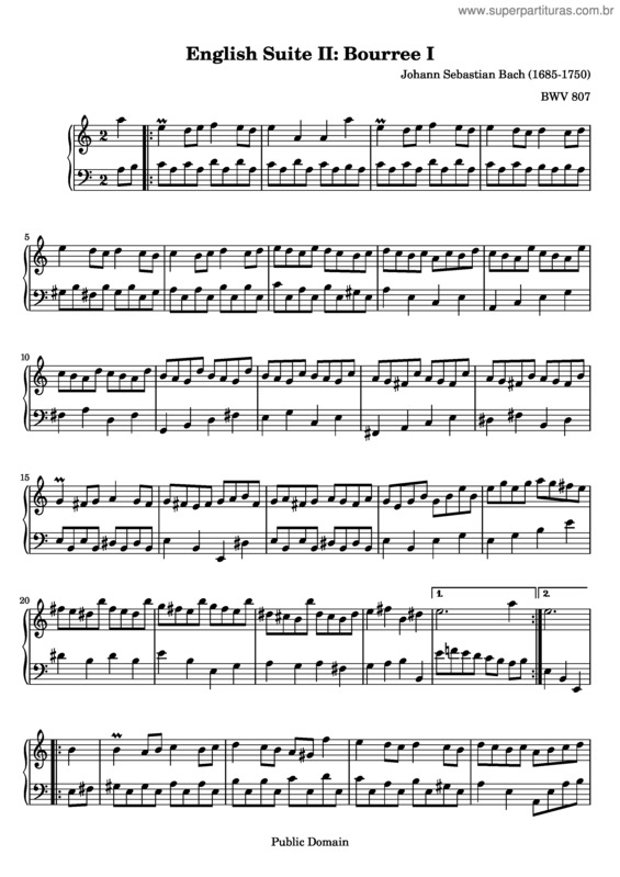 Partitura da música English Suite No. 2