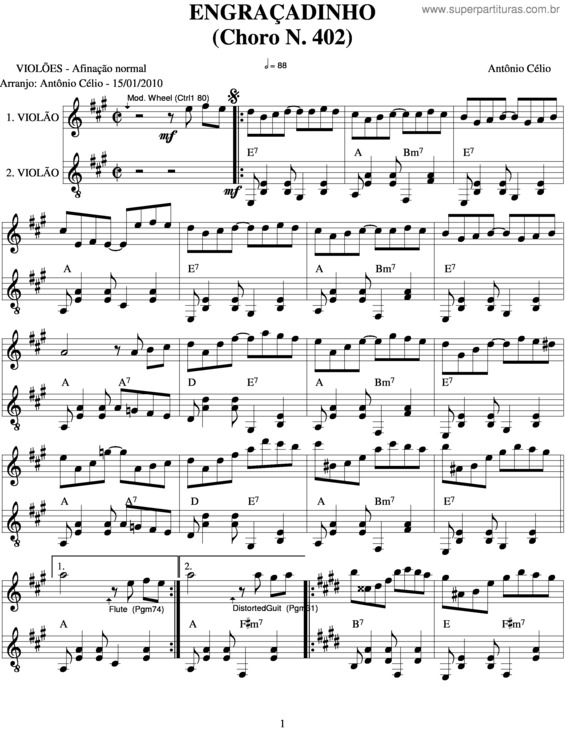 Partitura da música Engraçadinhon