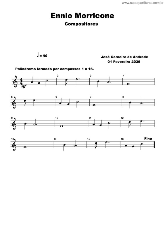 Partitura da música Ennio Morricone