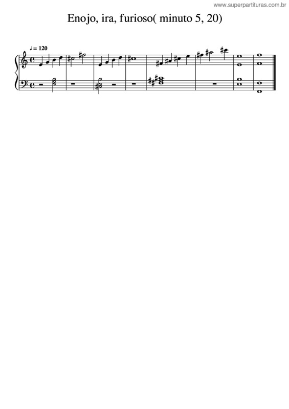 Partitura da música Enojo, Ira, Furioso  Minuto 5, 20