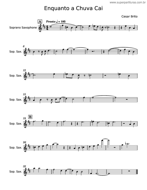 Partitura da música Enquanto A Chuva Cai – Cesar Brito