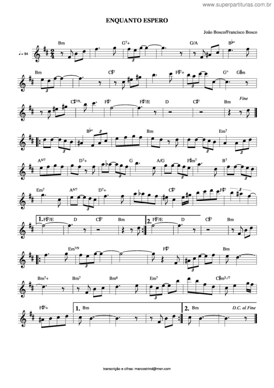 Partitura da música Enquanto Espero v.2