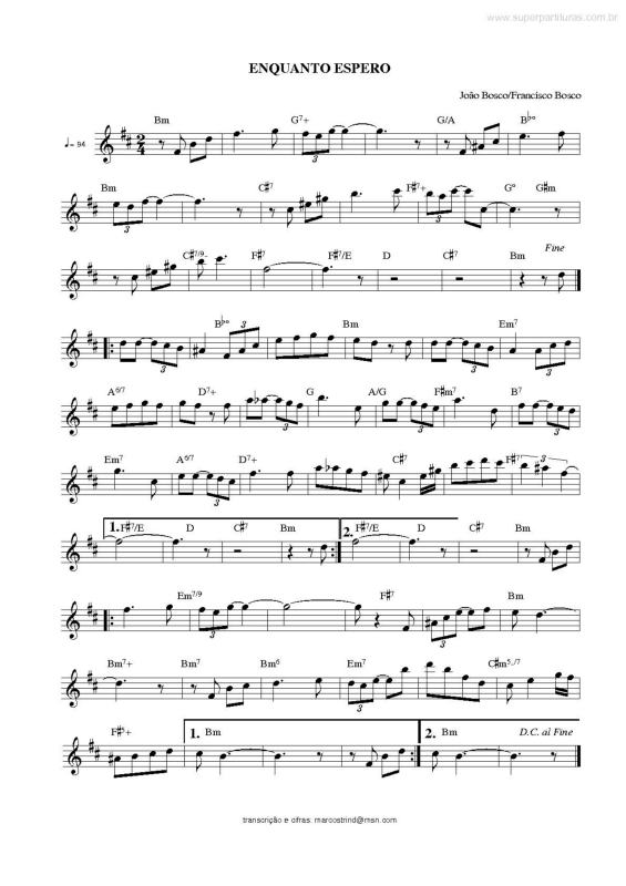 Partitura da música Enquanto Espero