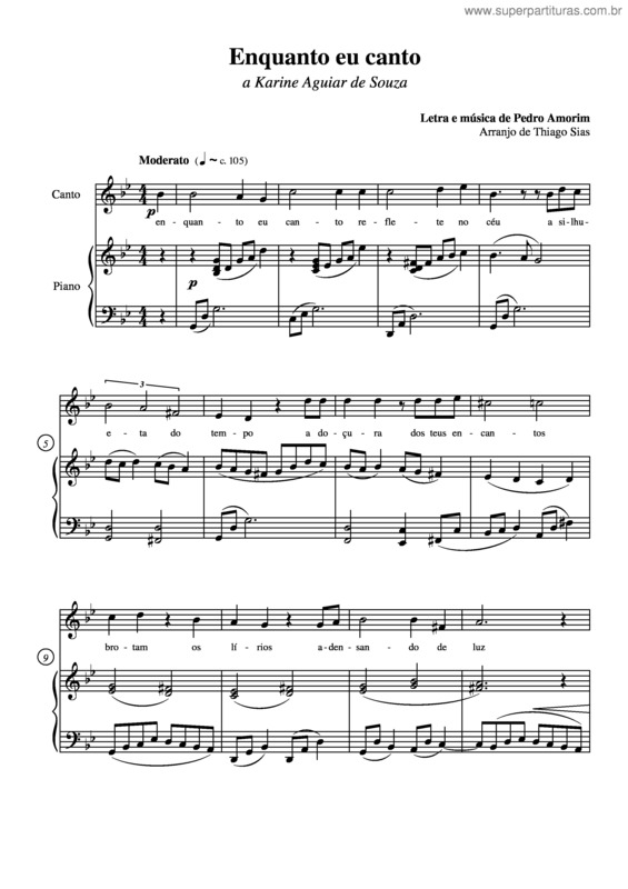 Partitura da música Enquanto eu canto