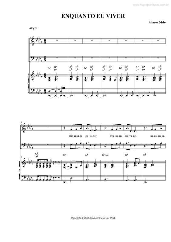 Partitura da música Enquanto Eu Viver