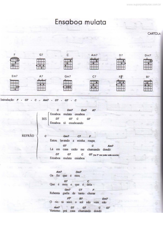 Partitura da música Ensaboa Mulata v.2