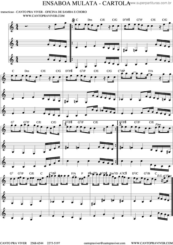 Partitura da música Ensaboa Mulata v.3