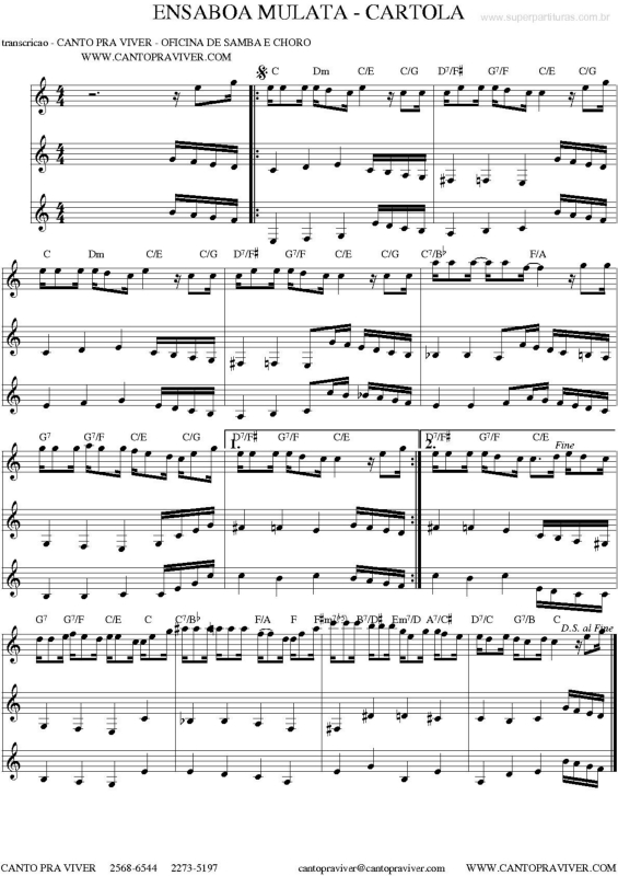 Partitura da música Ensaboa Mulata