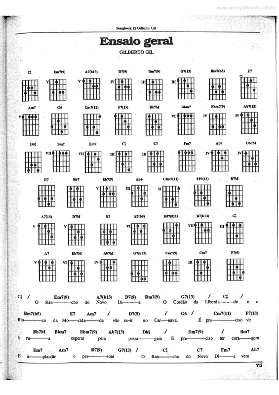 Partitura da música Ensaio Geral