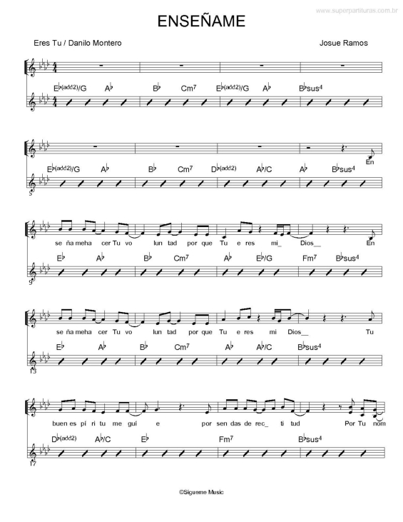 Partitura da música Enseñame