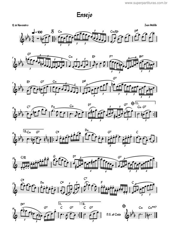 Partitura da música Ensejo