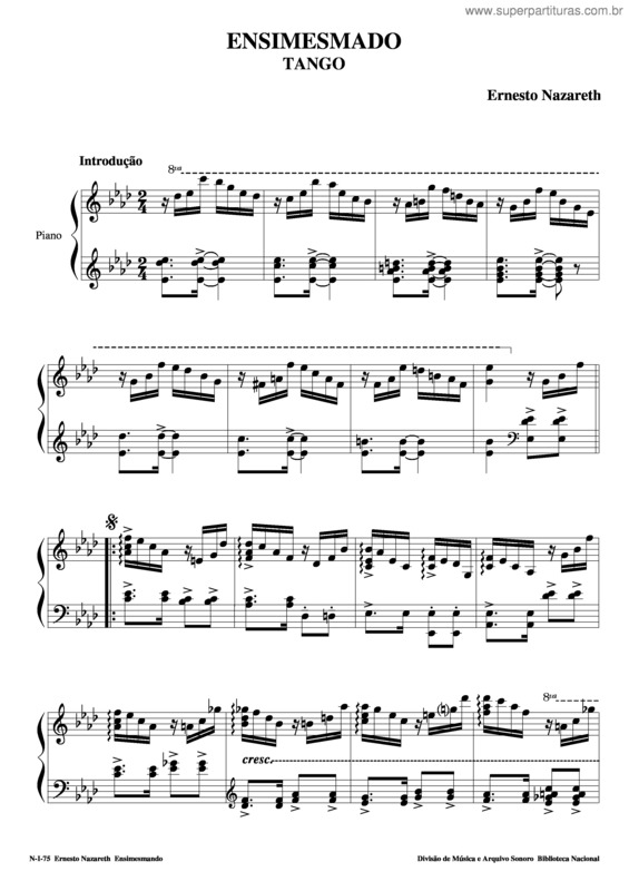 Partitura da música Ensimenado