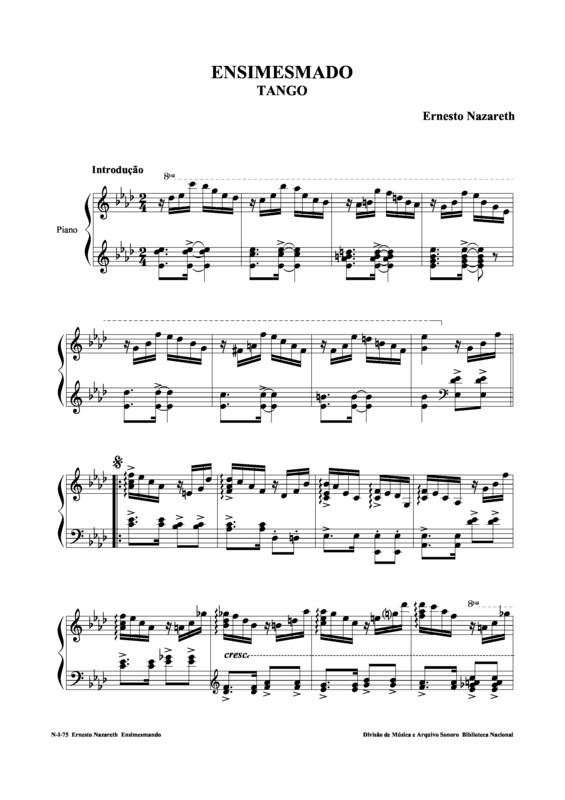 Partitura da música Ensimesmado