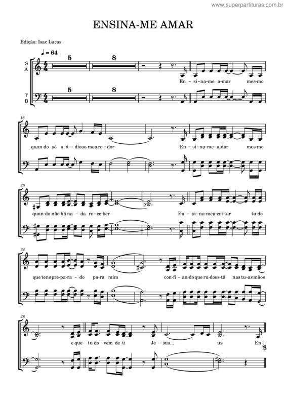 Partitura da música Ensina–Me Amar – Asaph Borba Ensina–Me Amar