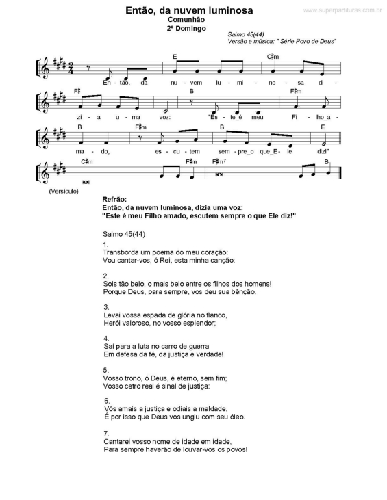 Partitura da música Então, da Nuvem Luminosa