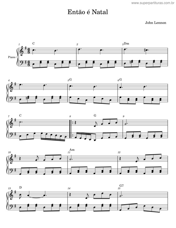 Partitura da música Então É Natal – John Lennon v.6