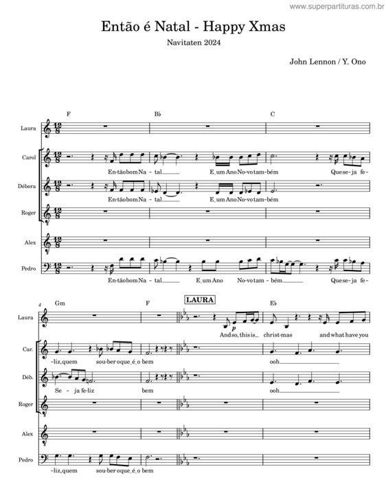 Partitura da música Então É Natal – John Lennon v.7