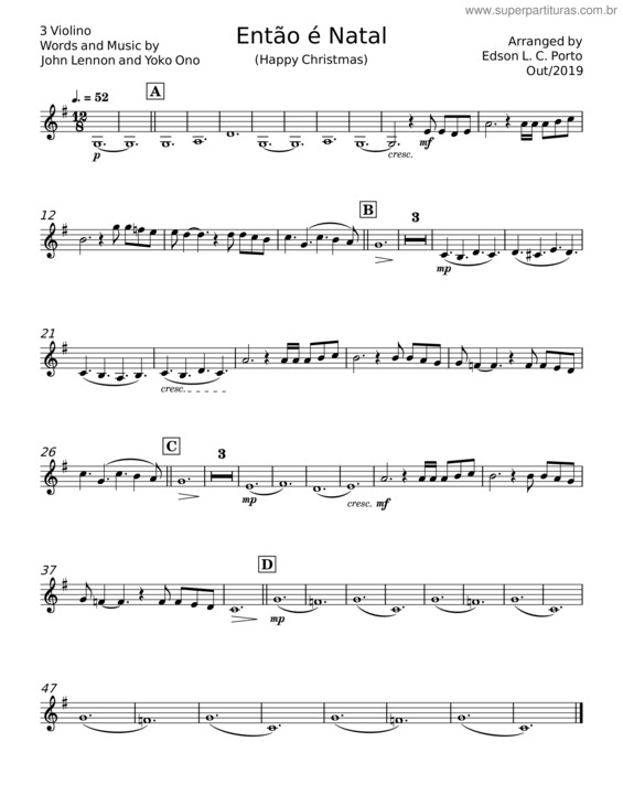 Partitura da música Então É Natal – John Lennon