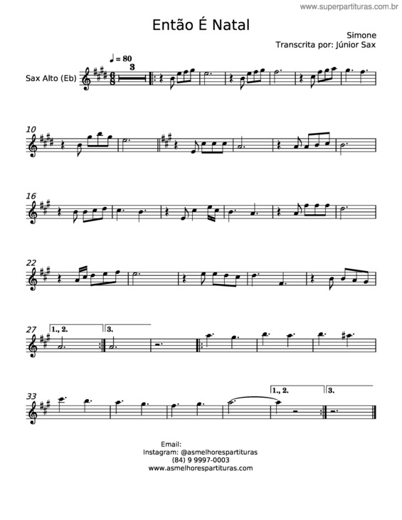 Partitura da música Então É Natal – Simone