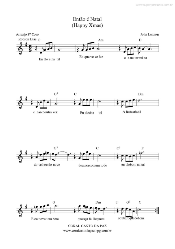 Partitura da música Então é Natal v.3