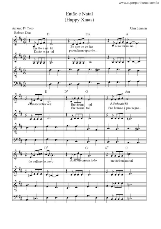 Super Partituras - Então é Natal (John Lennon), com cifra Super Partituras - Então é Natal (John Lennon), com cifra