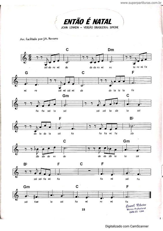 Partitura da música Então É Natal v.5