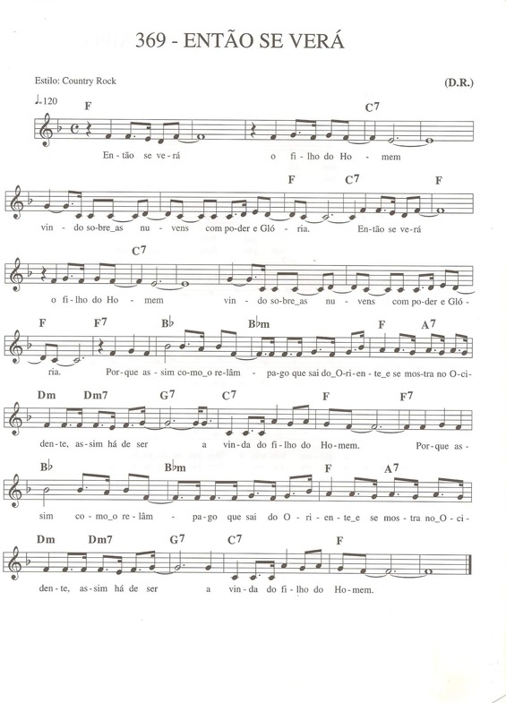 Partitura da música Então se Verá