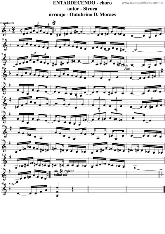 Partitura da música Entardecendo v.2