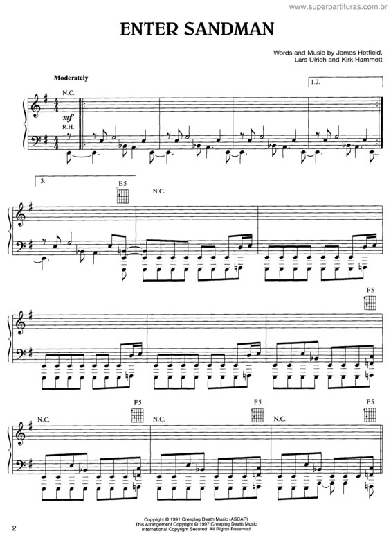 Partitura da música Enter Sandman v.5