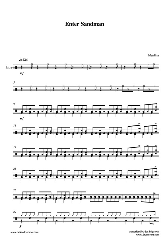 Partitura da música Enter Sandman v.6