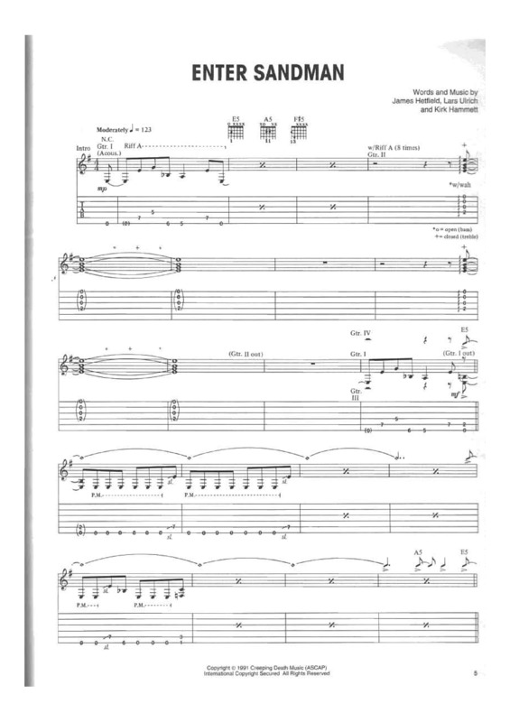 Partitura da música Enter Sandman v.7