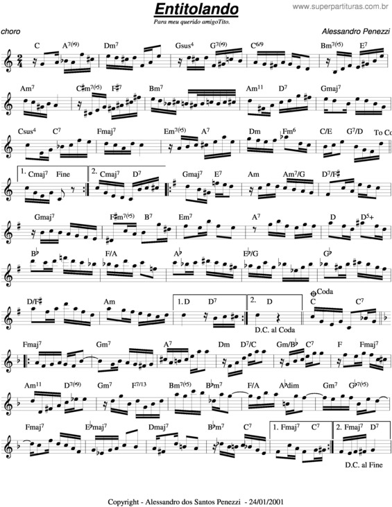 Partitura da música Entitolando