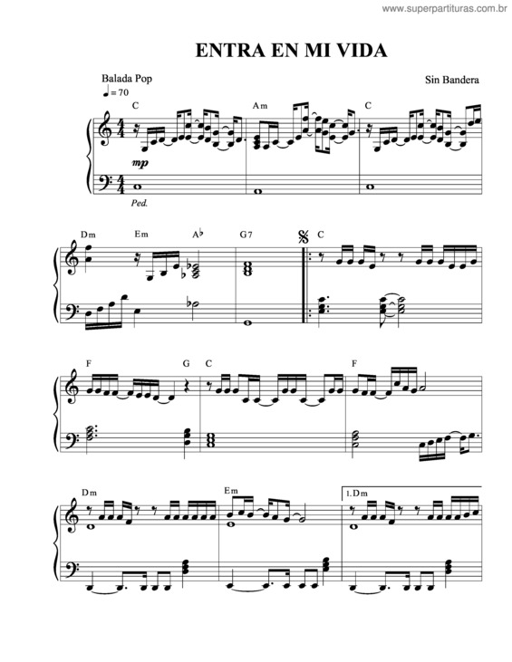 Partitura da música Entra En Mi Vida