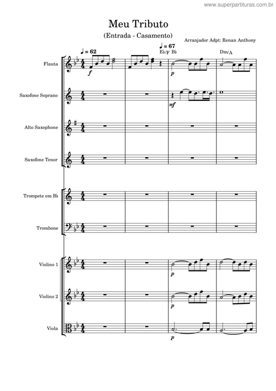 Partitura da música Entrada – Meu Tributo – Grade