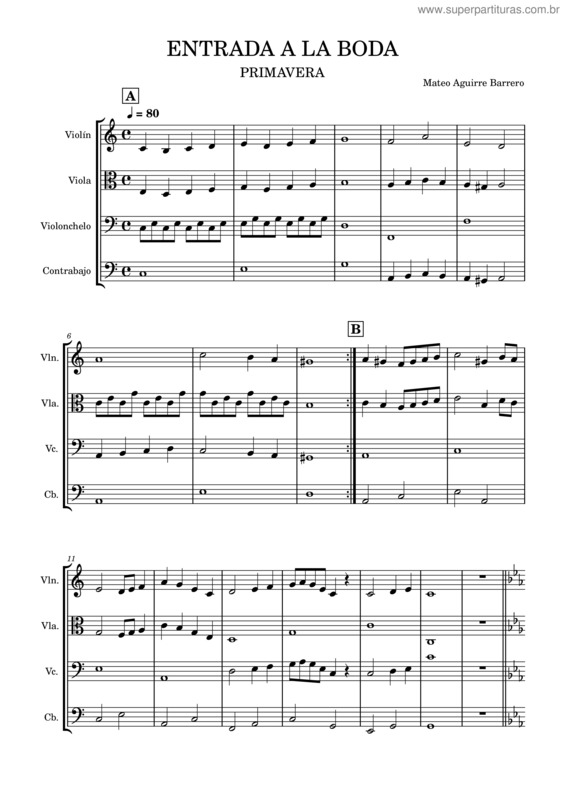 Partitura da música Entrada A La Boda. Primavera