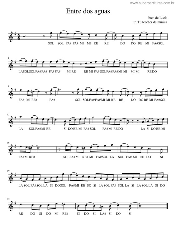 Partitura da música Entre Dos Aguas – Paco De Lucía v.4