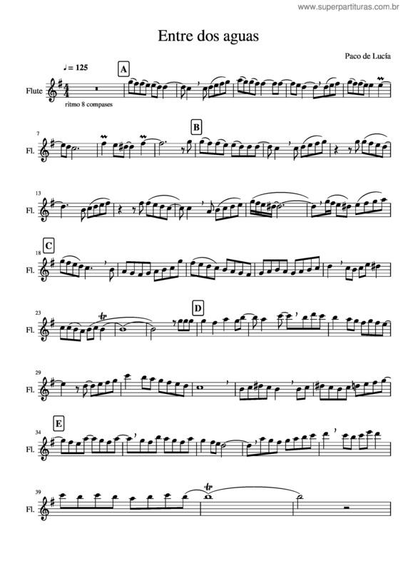 Partitura da música Entre Dos Aguas v.2