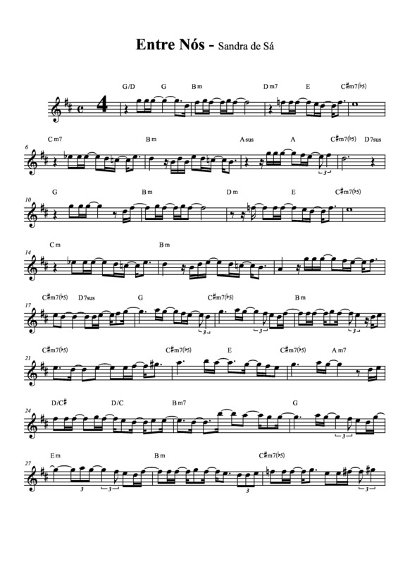 Partitura da música Entre nós v.2